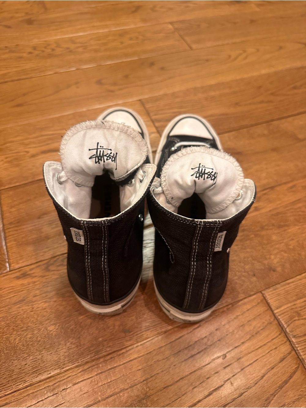 Stussy Black High-Top Sneakers with White Tongue Logo